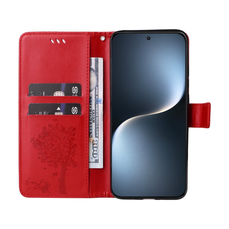 For Honor Magic7 Tree & Cat Embossed Pattern Flip Leather Phone Case