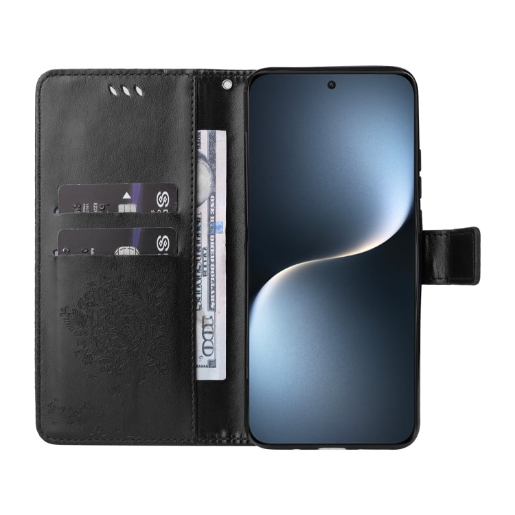 For Honor Magic7 Tree & Cat Embossed Pattern Flip Leather Phone Case