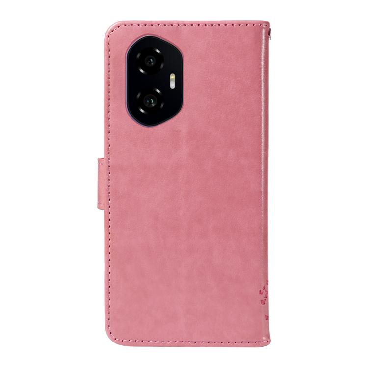For Honor 300 Tree & Cat Embossed Pattern Flip Leather Phone Case