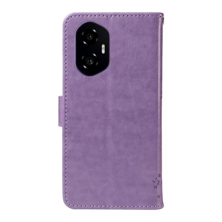For Honor 300 Tree & Cat Embossed Pattern Flip Leather Phone Case