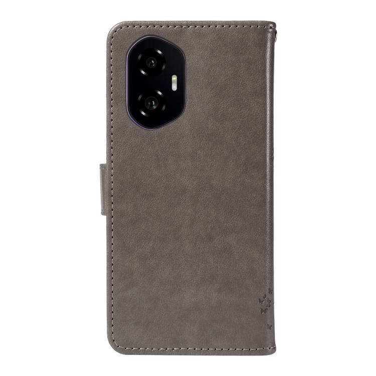For Honor 300 Tree & Cat Embossed Pattern Flip Leather Phone Case