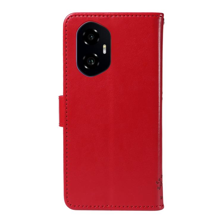 For Honor 300 Tree & Cat Embossed Pattern Flip Leather Phone Case