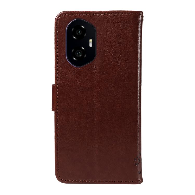 For Honor 300 Tree & Cat Embossed Pattern Flip Leather Phone Case