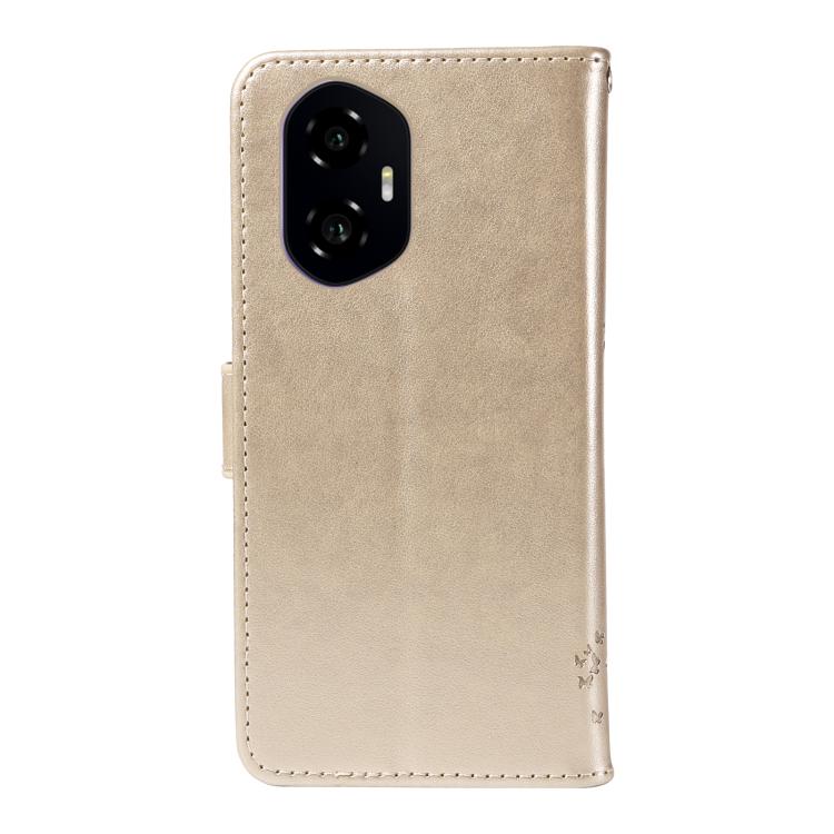 For Honor 300 Tree & Cat Embossed Pattern Flip Leather Phone Case