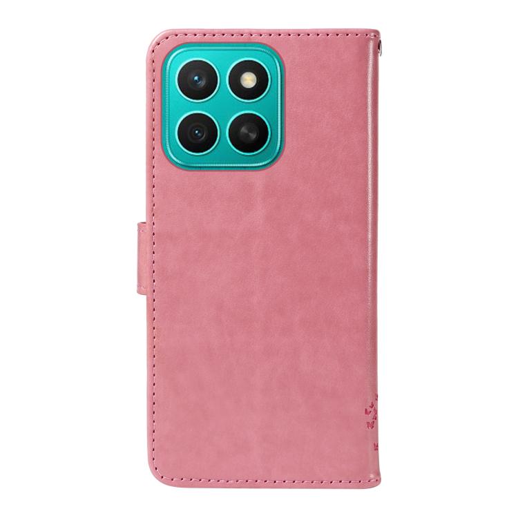 For Honor X8C 4G Global Tree & Cat Embossed Pattern Flip Leather Phone Case