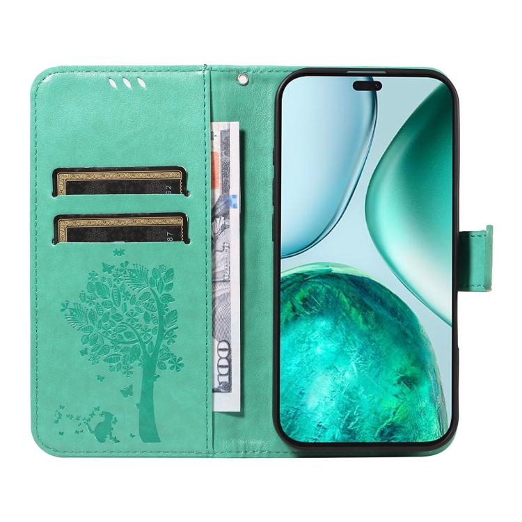 For Honor X8C 4G Global Tree & Cat Embossed Pattern Flip Leather Phone Case