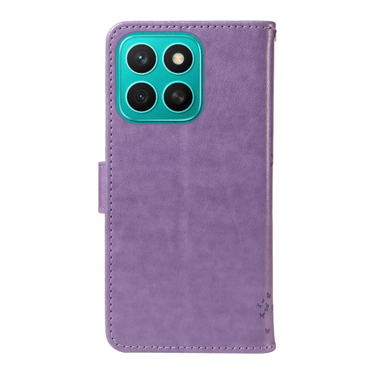 For Honor X8C 4G Global Tree & Cat Embossed Pattern Flip Leather Phone Case