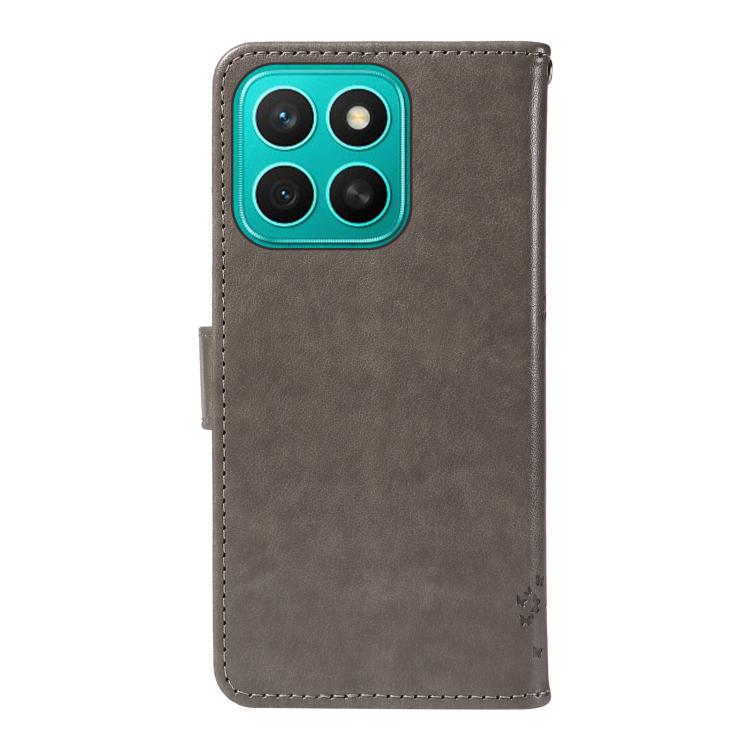 For Honor X8C 4G Global Tree & Cat Embossed Pattern Flip Leather Phone Case