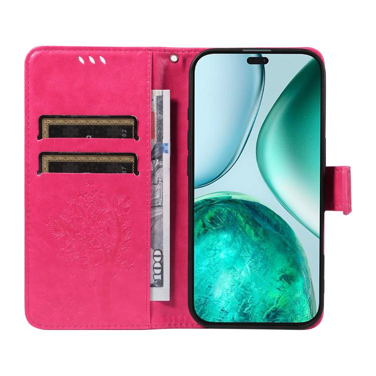 For Honor X8C 4G Global Tree & Cat Embossed Pattern Flip Leather Phone Case