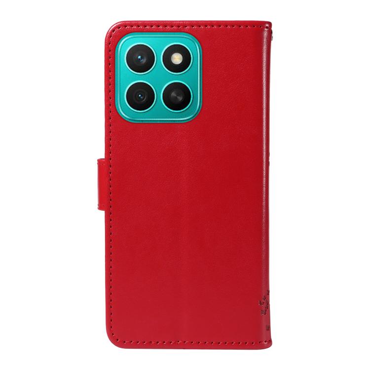 For Honor X8C 4G Global Tree & Cat Embossed Pattern Flip Leather Phone Case