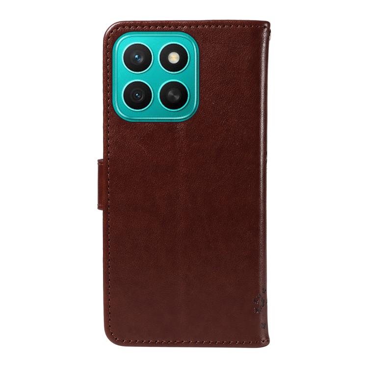 For Honor X8C 4G Global Tree & Cat Embossed Pattern Flip Leather Phone Case