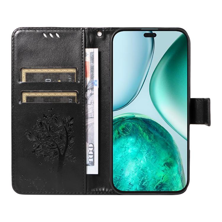 For Honor X8C 4G Global Tree & Cat Embossed Pattern Flip Leather Phone Case