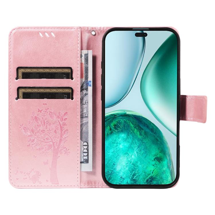 For Honor X8C 4G Global Tree & Cat Embossed Pattern Flip Leather Phone Case
