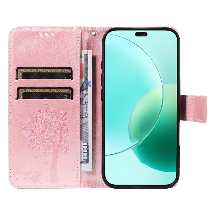 For Honor 400 Lite Global Tree & Cat Embossed Pattern Flip Leather Phone Case