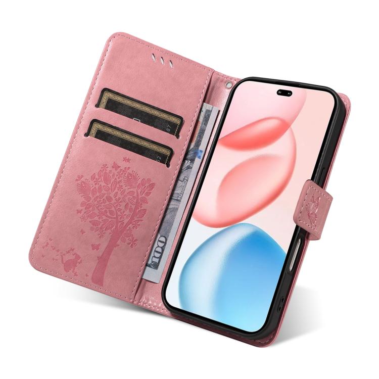 For Honor 400 Pro Global 160.8mm Tree & Cat Embossed Pattern Flip Leather Phone Case