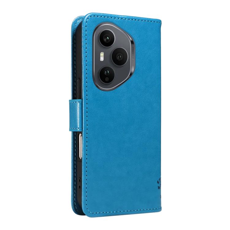 For Honor 400 Pro Global 160.8mm Tree & Cat Embossed Pattern Flip Leather Phone Case
