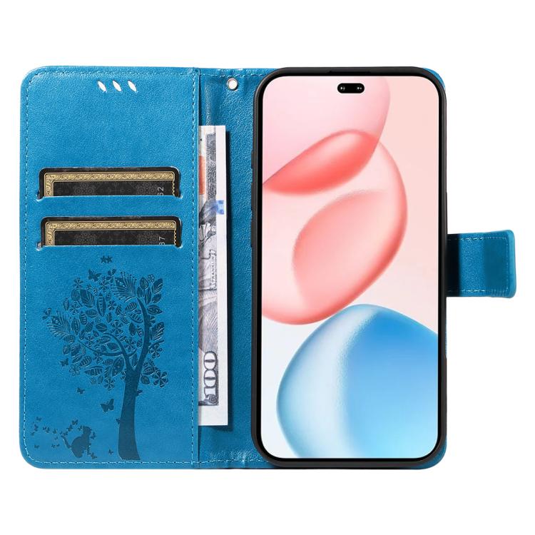 For Honor 400 Pro Global 160.8mm Tree & Cat Embossed Pattern Flip Leather Phone Case