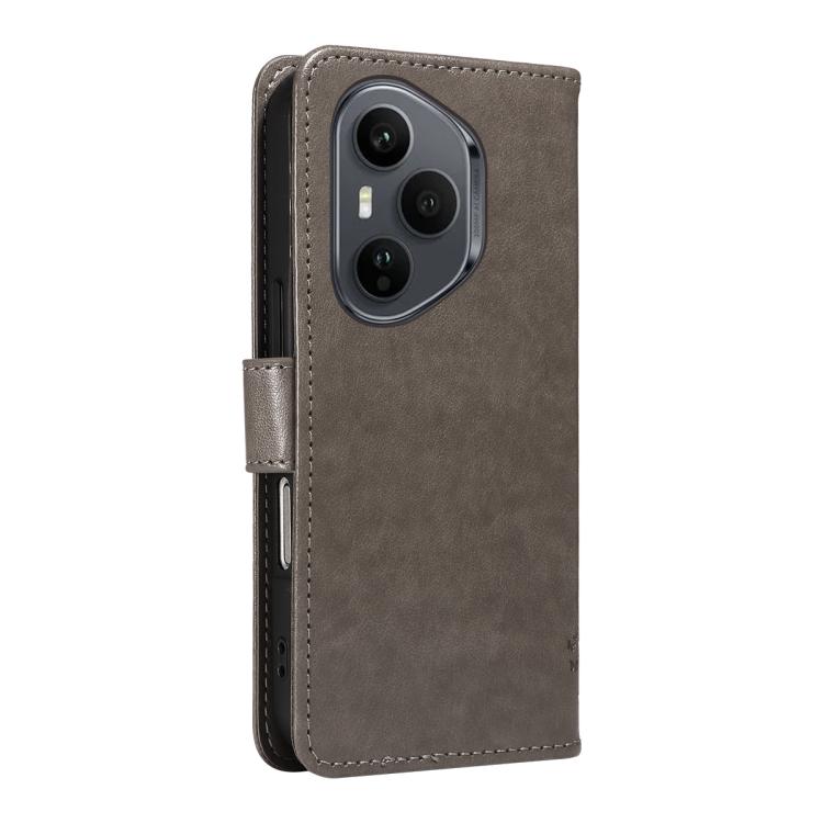 For Honor 400 Pro Global 160.8mm Tree & Cat Embossed Pattern Flip Leather Phone Case