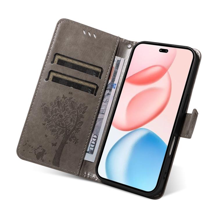 For Honor 400 Pro Global 160.8mm Tree & Cat Embossed Pattern Flip Leather Phone Case