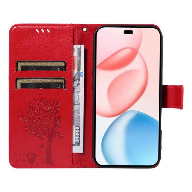 For Honor 400 Pro Global 160.8mm Tree & Cat Embossed Pattern Flip Leather Phone Case