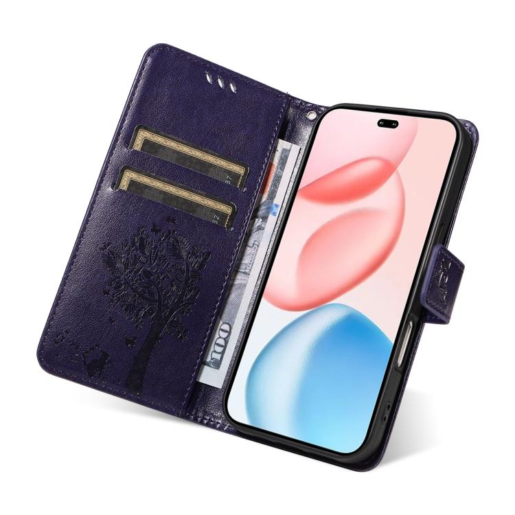 For Honor 400 Pro Global 160.8mm Tree & Cat Embossed Pattern Flip Leather Phone Case