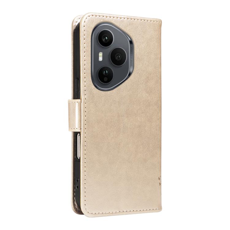 For Honor 400 Pro Global 160.8mm Tree & Cat Embossed Pattern Flip Leather Phone Case
