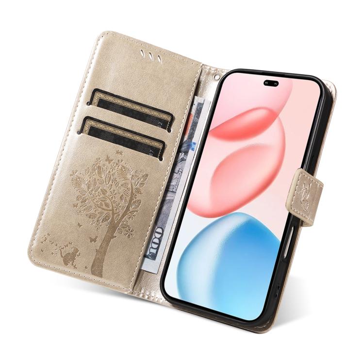 For Honor 400 Pro Global 160.8mm Tree & Cat Embossed Pattern Flip Leather Phone Case