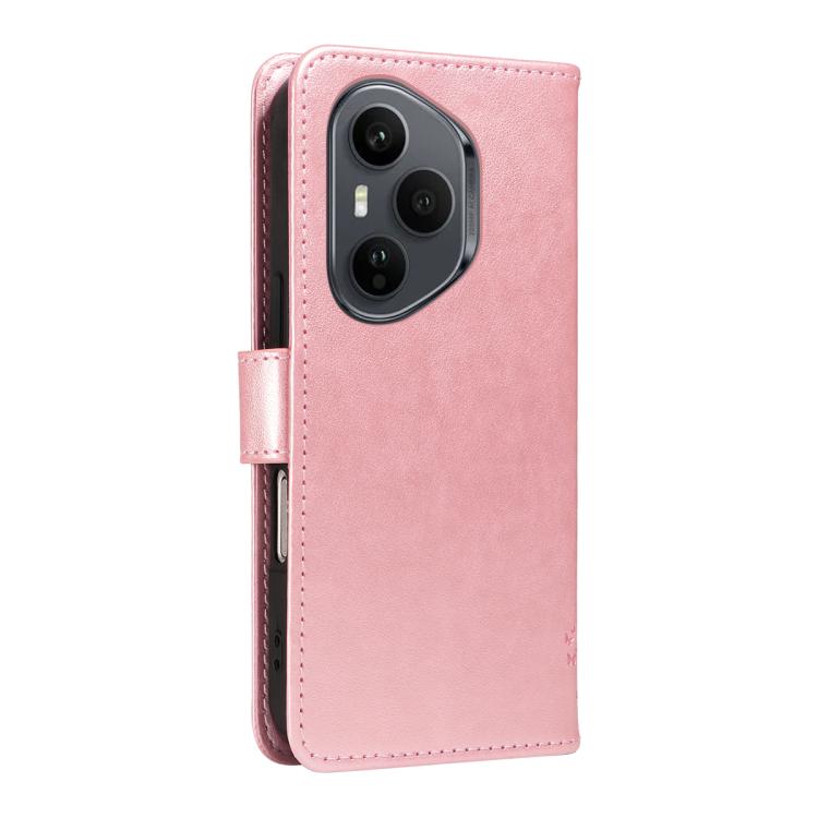 For Honor 400 Pro Global 160.8mm Tree & Cat Embossed Pattern Flip Leather Phone Case
