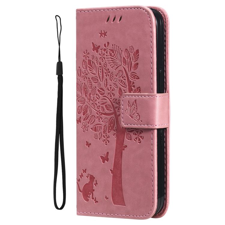 For Honor X6c / X6b / X6a / X5b Tree & Cat Embossed Pattern Flip Leather Phone Case