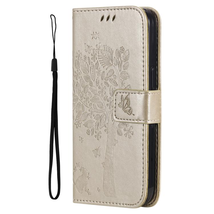 For Honor X6c / X6b / X6a / X5b Tree & Cat Embossed Pattern Flip Leather Phone Case