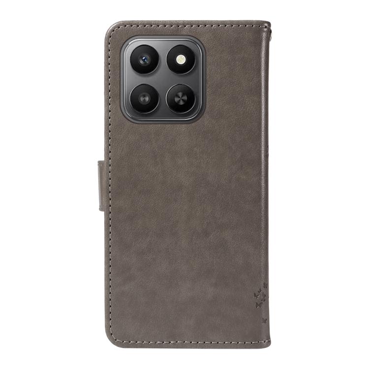 For Honor 400 Smart 5G Tree & Cat Embossed Pattern Flip Leather Phone Case