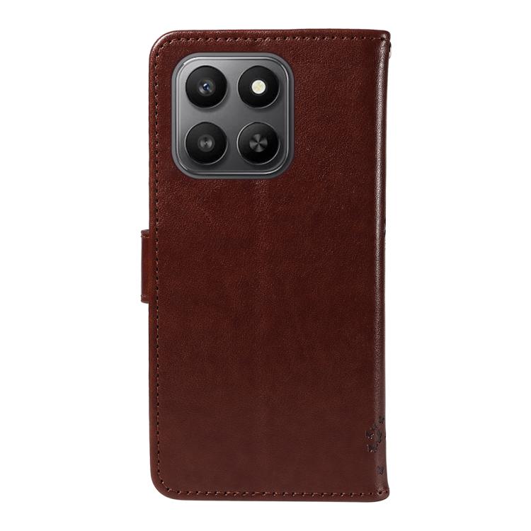 For Honor 400 Smart 5G Tree & Cat Embossed Pattern Flip Leather Phone Case