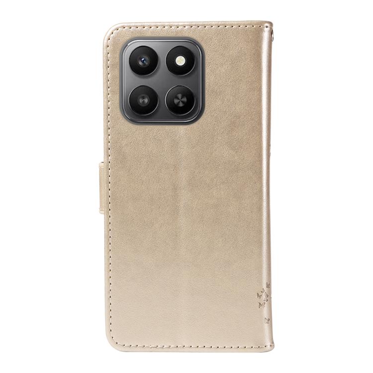 For Honor 400 Smart 5G Tree & Cat Embossed Pattern Flip Leather Phone Case