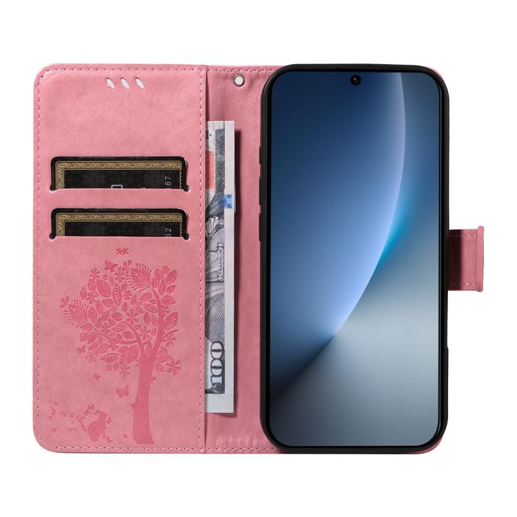 For Honor Magic8 Tree & Cat Embossed Pattern Flip Leather Phone Case