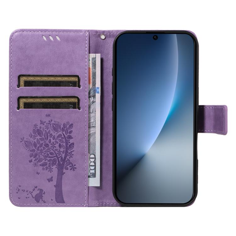 For Honor Magic8 Tree & Cat Embossed Pattern Flip Leather Phone Case