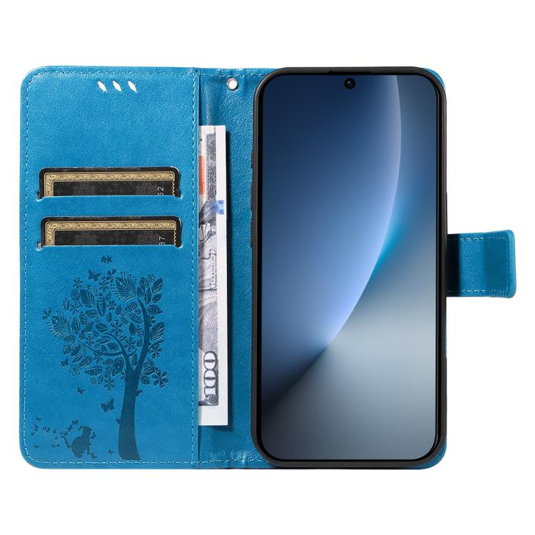 For Honor Magic8 Tree & Cat Embossed Pattern Flip Leather Phone Case