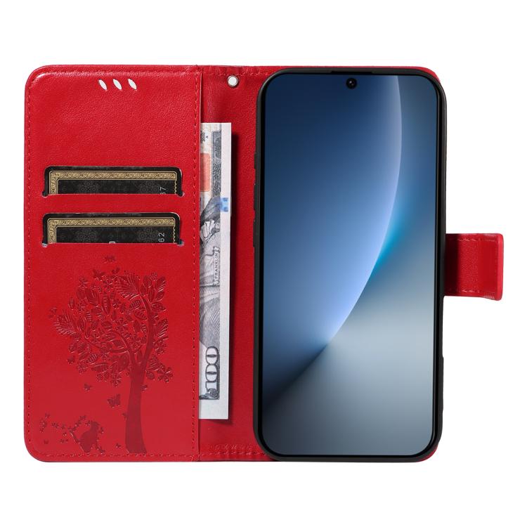 For Honor Magic8 Tree & Cat Embossed Pattern Flip Leather Phone Case