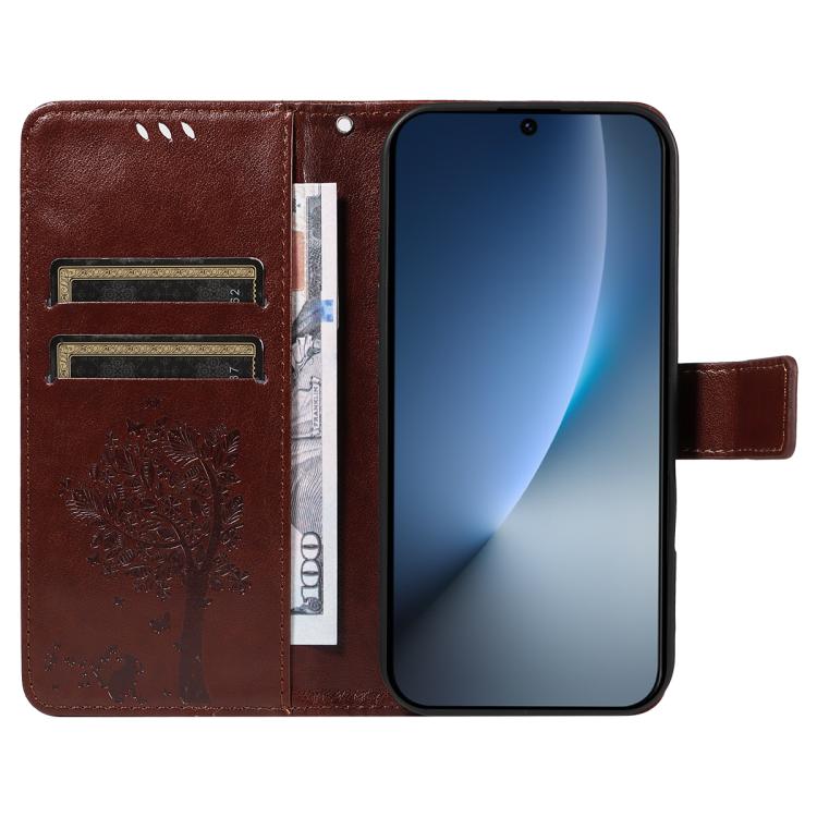 For Honor Magic8 Tree & Cat Embossed Pattern Flip Leather Phone Case