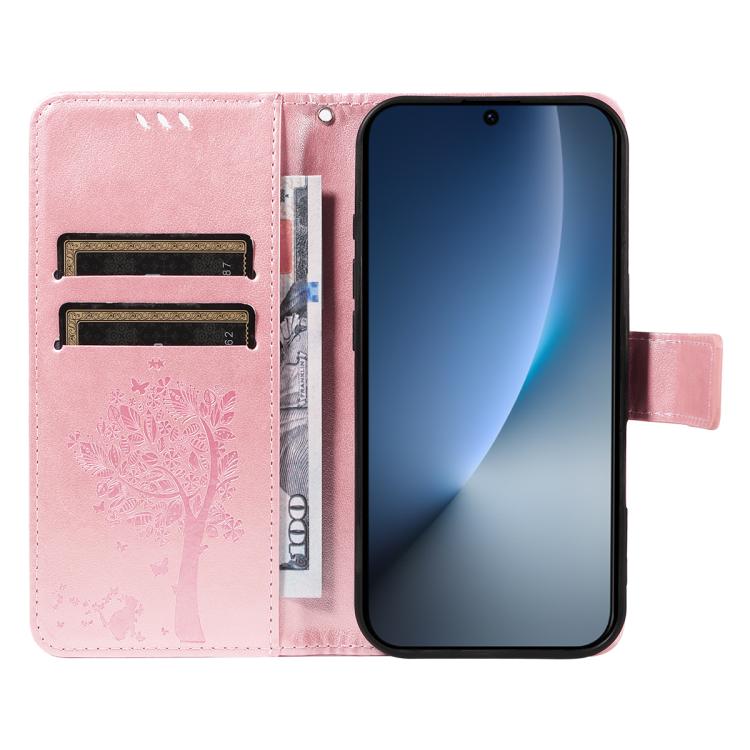 For Honor Magic8 Tree & Cat Embossed Pattern Flip Leather Phone Case