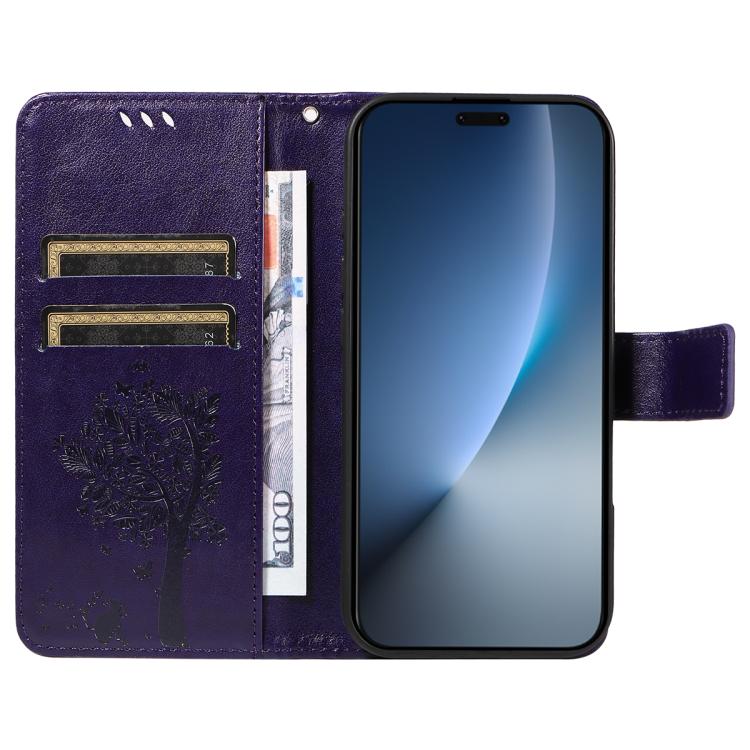 For Honor Magic8 Pro Tree & Cat Embossed Pattern Flip Leather Phone Case