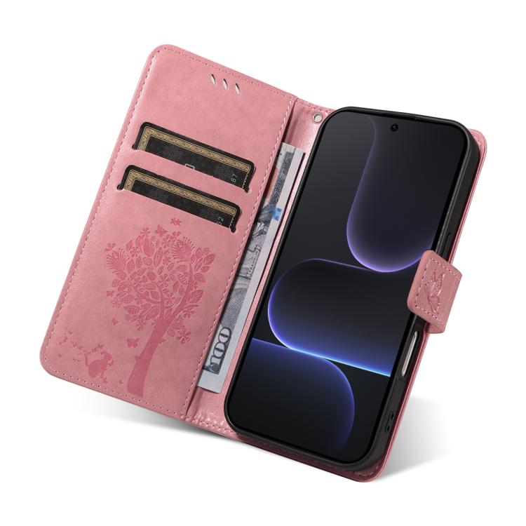 For Honor 500 Global/500 Pro Global 155.8 Tree & Cat Embossed Pattern Flip Leather Phone Case