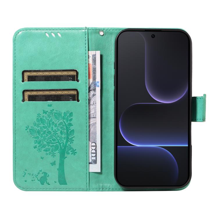For Honor 500 Global/500 Pro Global 155.8 Tree & Cat Embossed Pattern Flip Leather Phone Case