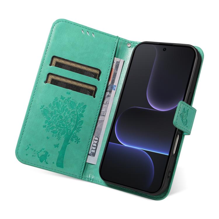 For Honor 500 Global/500 Pro Global 155.8 Tree & Cat Embossed Pattern Flip Leather Phone Case