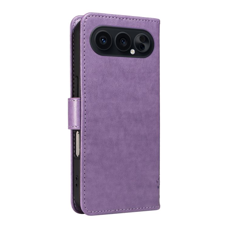For Honor 500 Global/500 Pro Global 155.8 Tree & Cat Embossed Pattern Flip Leather Phone Case