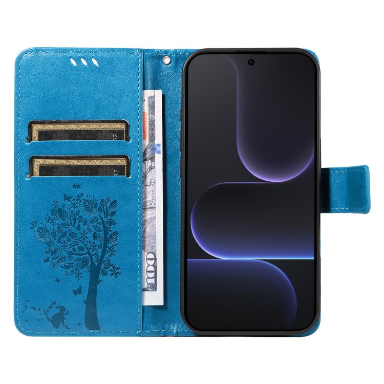 For Honor 500 Global/500 Pro Global 155.8 Tree & Cat Embossed Pattern Flip Leather Phone Case