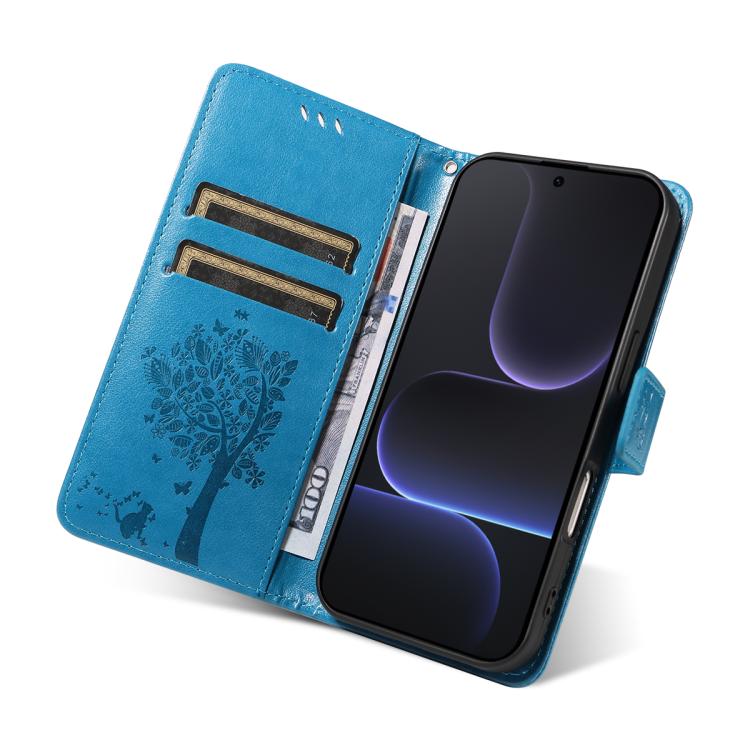 For Honor 500 Global/500 Pro Global 155.8 Tree & Cat Embossed Pattern Flip Leather Phone Case