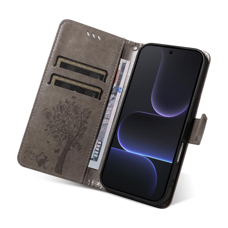 For Honor 500 Global/500 Pro Global 155.8 Tree & Cat Embossed Pattern Flip Leather Phone Case