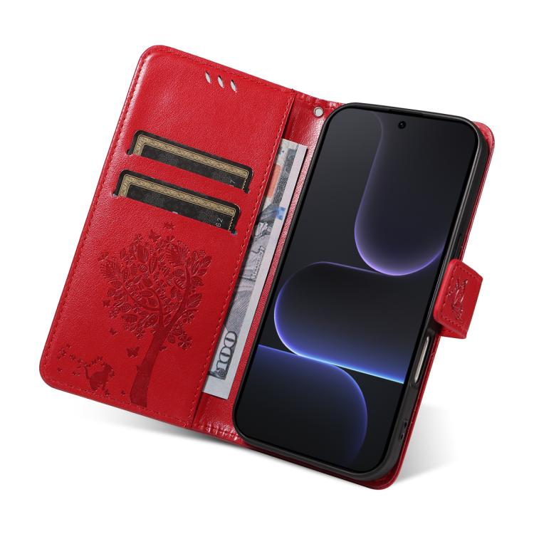 For Honor 500 Global/500 Pro Global 155.8 Tree & Cat Embossed Pattern Flip Leather Phone Case