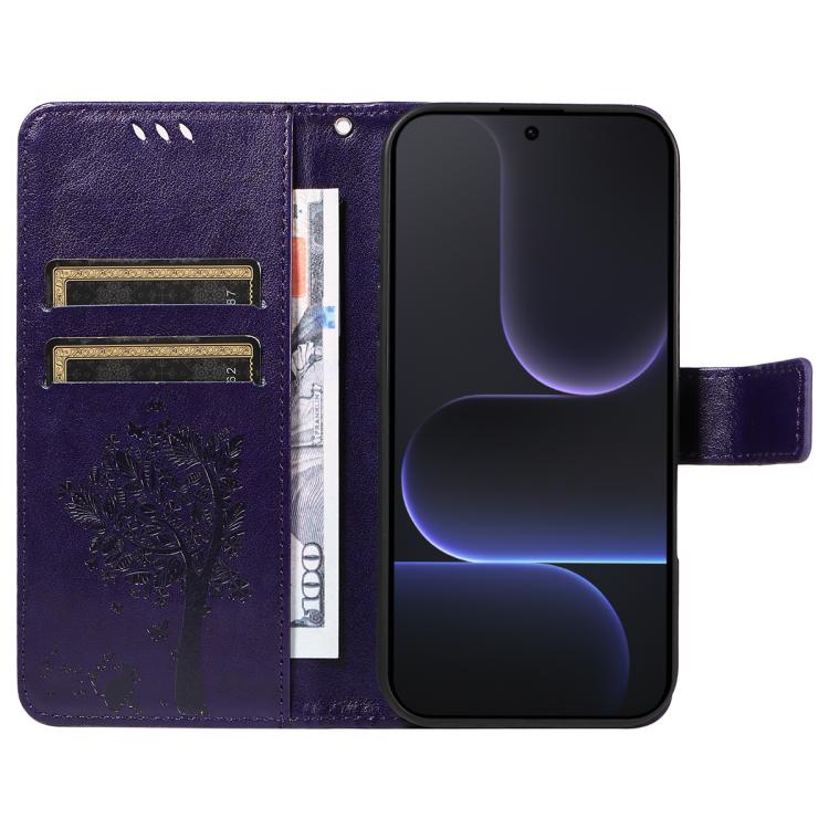 For Honor 500 Global/500 Pro Global 155.8 Tree & Cat Embossed Pattern Flip Leather Phone Case