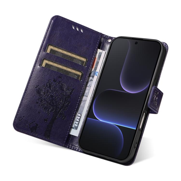 For Honor 500 Global/500 Pro Global 155.8 Tree & Cat Embossed Pattern Flip Leather Phone Case